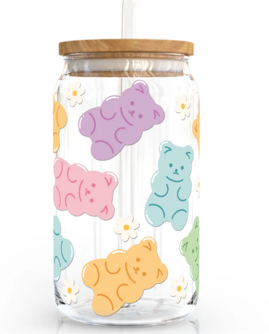 16 oz Flower Gummy Bear Glass Cup